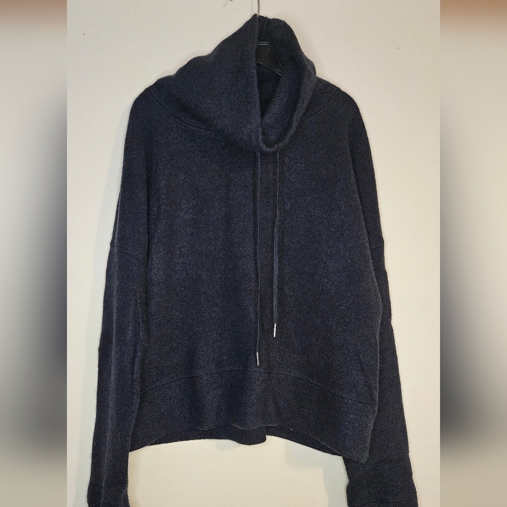 UGG WOOL JERSEY KNIT FUNNEL NECK NAVY HEATHER MERINO PULLOVER‎ - Picture 2 of 6